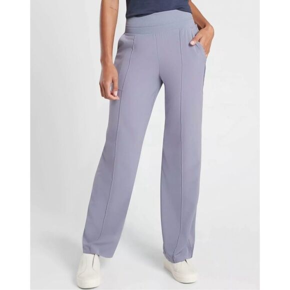 Athleta Pants Womens 14 Nolita Wide Leg Tempest Violet High Rise Side Stripe Poc - Picture 1 of 7